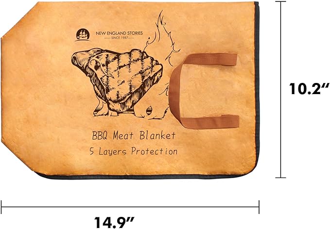 BBQ Blanket for Resting Meat, 5-Layer Insulated Meat Resting Bag for Moisture Retention and Perfect BBQ, Wide Mouth with Handle Design for Briskets, Pork Shoulders, Steaks (Brown, 15 Inch)