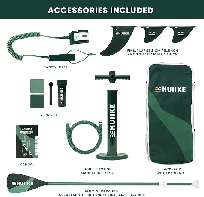 Inflatable Paddle Board for Adults with Accessories Included, Oar, Fins, Pump. Stand Up Paddleboard Great Stability and Resistance. 10’ x 33" x 5.9", Maximum Load 286 lb