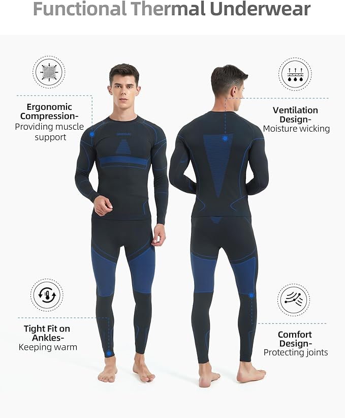 NOOYME Thermal Underwear Long Johns for Men - Long Underwear Base Layer for Cold Weather