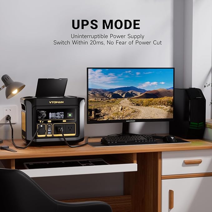 VTOMAN FlashSpeed 600 Portable Power Station with 110W Solar Panel - 499Wh/600W(1200W Peak) Solar Generator with LiFePO4 Battery, 100W USB-C, 60 Min Fast Charging 0-80% for Camping, Fishing, RVs