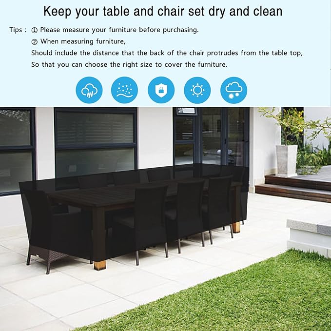 Kingling Patio Furniture Covers - Waterproof Outdoor Table and Chair Covers - Rectangular Large (106" L x 71" W x 35" H)