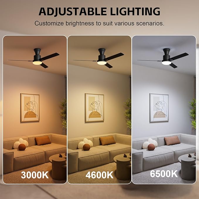 Obabala 60 Inch Ceiling Fan with Remote & APP, LED Light, 6-Speed Reversible DC Motor, Indoor & Outdoor Modern Ceiling Fan for Patio, Living Room, Bedroom