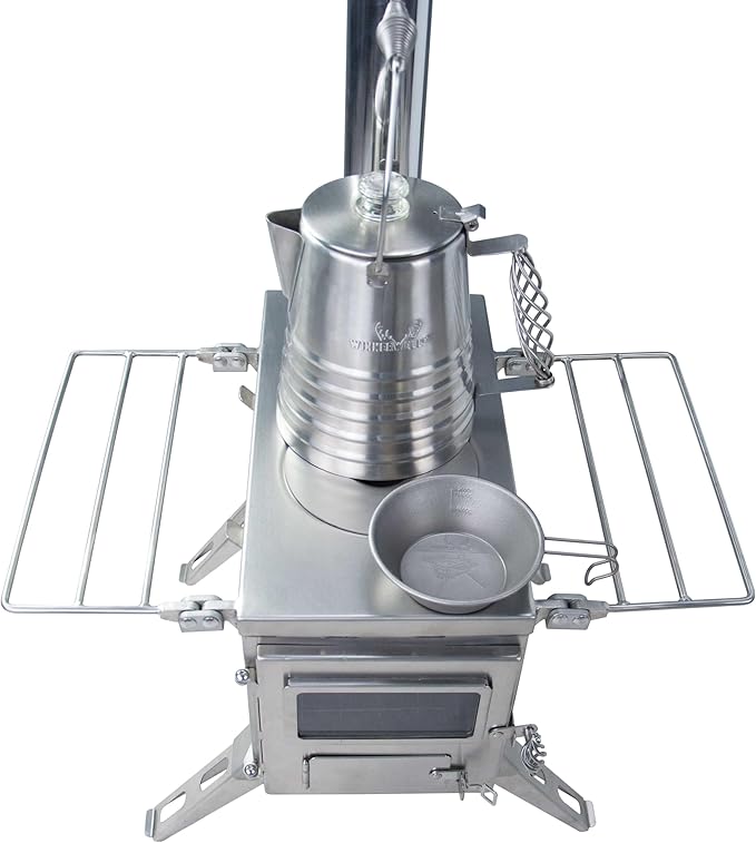 Winnerwell Nomad Medium Tent Stove | Tiny Portable Wood Burning Stove for Tents, Shelters, and Camping | 800 Cubic Inch Firebox | Precision Stainless Steel Construction | Includes Chimney Pipe