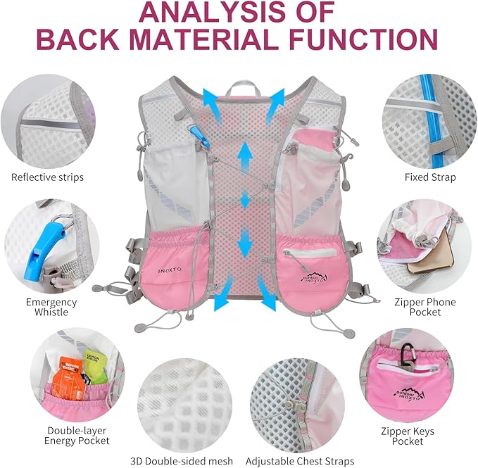 Running Hydration Vest Backpack, Lightweight Water Backpack with 1.6L Water Bladder Daypack for Women Men,Adjustable Running Vest Pack for Trail Running Hiking Cycling Race Marathon