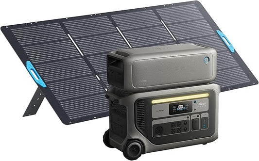 Anker SOLIX F3000 Portable Power Station, BP3000 Expansion Battery, and 400W Solar Panel, 6kWh, 6,000W Recharging, Solar Generators for Home Use, For Power Outages, RVs, Emergencies