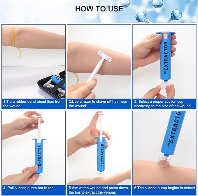 Snake Bite Kit Bee Sting Kit Venom Extractor Suction Pump Emergency Sting Bite Kit First Aid Supplies for Backpacking Camping and Hiking