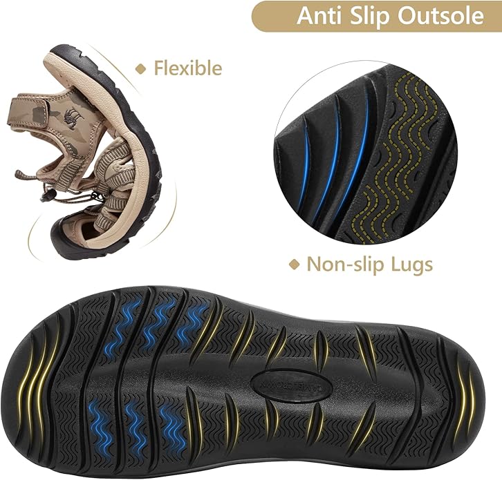 CAMELSPORTS Men's Hiking Sandals Closed Toe Outdoor Beach Sandal Waterproof Sport Fisherman Sandals Water Shoes