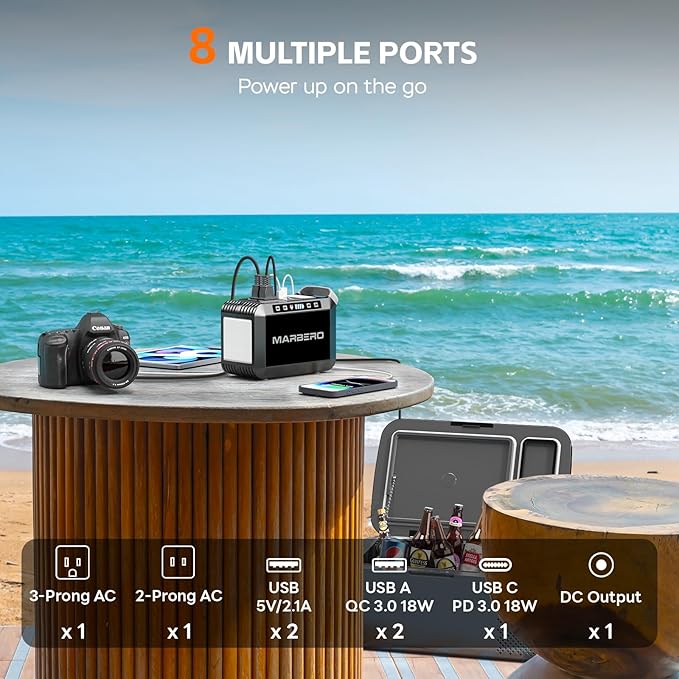 MARBERO Solar Generator 148Wh Portable Power Station with Solar Panel 40W Included Solar Power Bank with AC Outlet 200W Surge for Home Outages Camping Outdoor Adventure Emergency