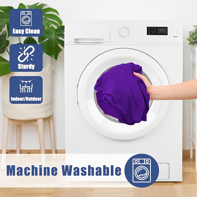 Spandex Picnic Table Cloth 2 Pack, Elastic Fitted Tablecloths for 6 Foot Rectangle Tables, Stretch Washable Patio Table Cover for Outdoor, Camping, Banquet and Parties (Purple, 30"x72")