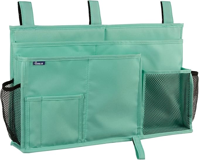 Surblue Caddy Hanging Organizer Bedside Storage Bag for Bunk and Hospital Beds, Green, L