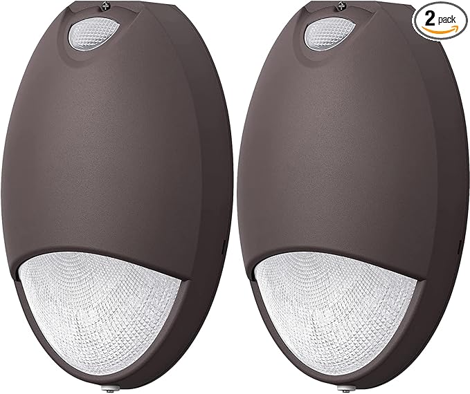 LED Emergency Light with Battery Backup Photocell Sensor, Self Test Diagnostics, Aluminum Exterior Waterproof Commercial Wall Pack Emergency Lighting Fixtures, 12W 120-277VAC, UL Certified (2-Pack)