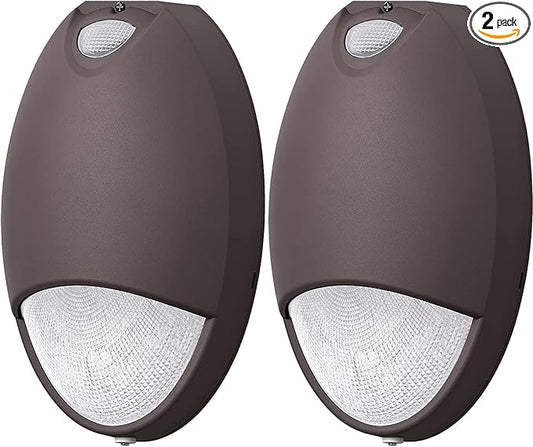 LED Emergency Light with Battery Backup Photocell Sensor, Self Test Diagnostics, Aluminum Exterior Waterproof Commercial Wall Pack Emergency Lighting Fixtures, 12W 120-277VAC, UL Certified (2-Pack)