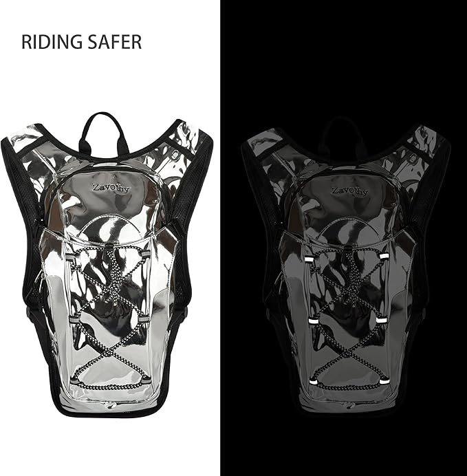 Reflective Hydration Backpack, Hydration Pack - Water Backpack with 2L/3L Hydration Bladder, Essential for Festivals - Rave Hydration Pack for Hiking, Running, Cycling, and Festivals