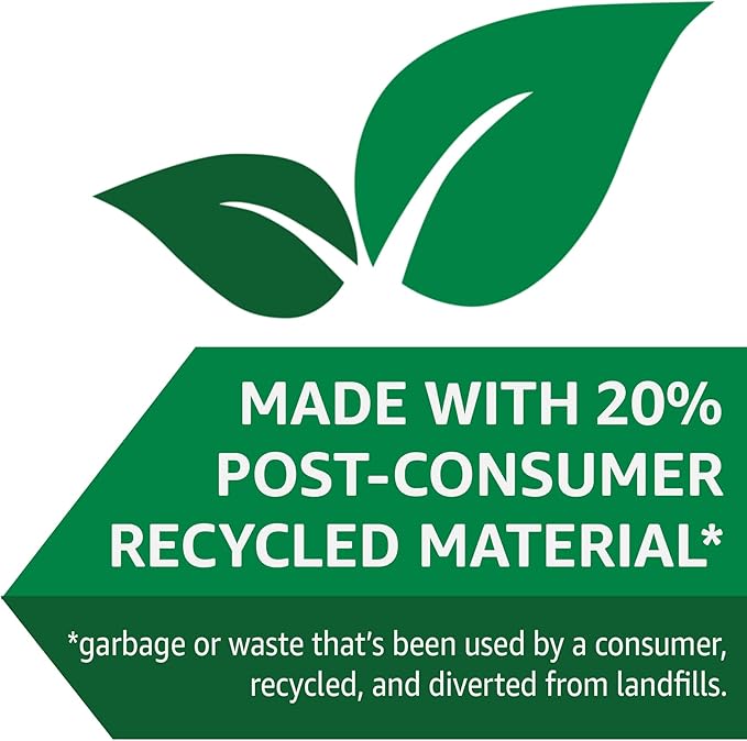 Amazon Basics 30 Gallon Flextra Strength Multipurpose Drawstring Trash Bags, 20% Post Consumer Recycled, 50 count