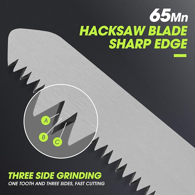 DNA MOTORING 15.5in Hand Pruning Saw, Hand-Held Garden Saw, Straight Blade Waist Saw for Tree Branches Trimming, Gardening, Woodworking, w/Scabbard, TOOLS-00593