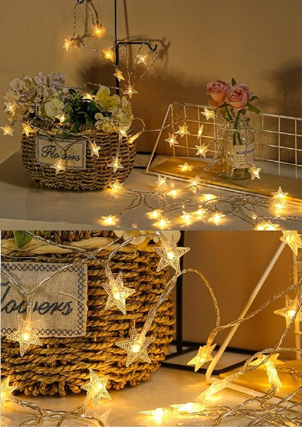 Star String Lights, Merdeco 20ft 40 LED USB Powered Star String Lights Warm White Fairy Lights for Birthday Party Wedding Christmas Home Decoration