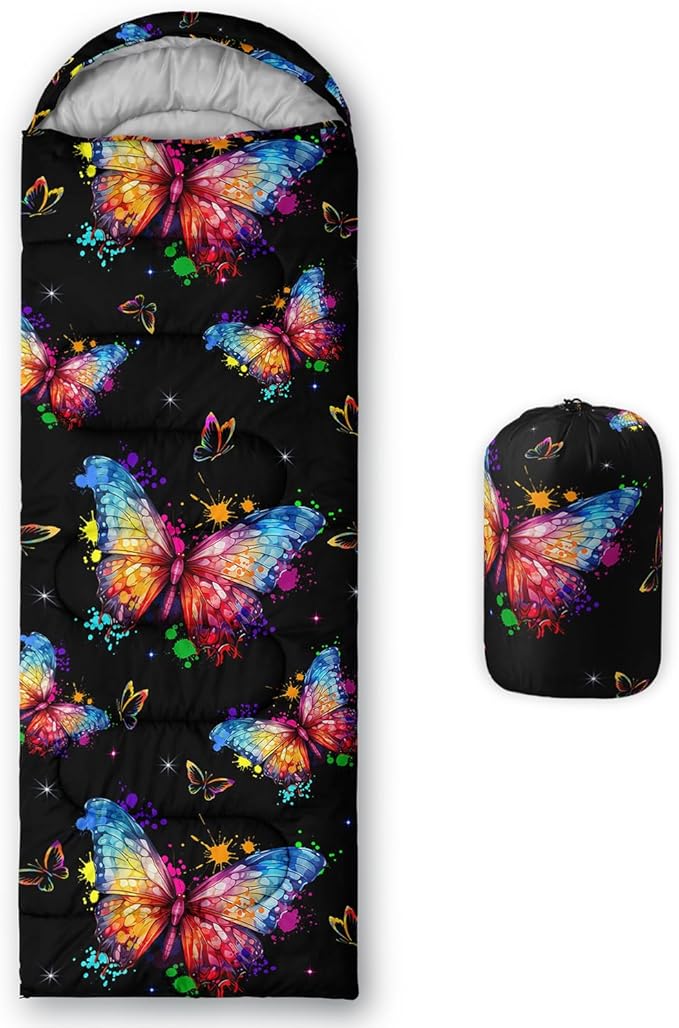 HOSIMA Dear Hunting Pattern Cold Weather Sleeping Bags for Adults,Black Light Weight Sleeping Bags for Kids Adults,WaterProof Sleeping Bags for Outdoors Hiking.