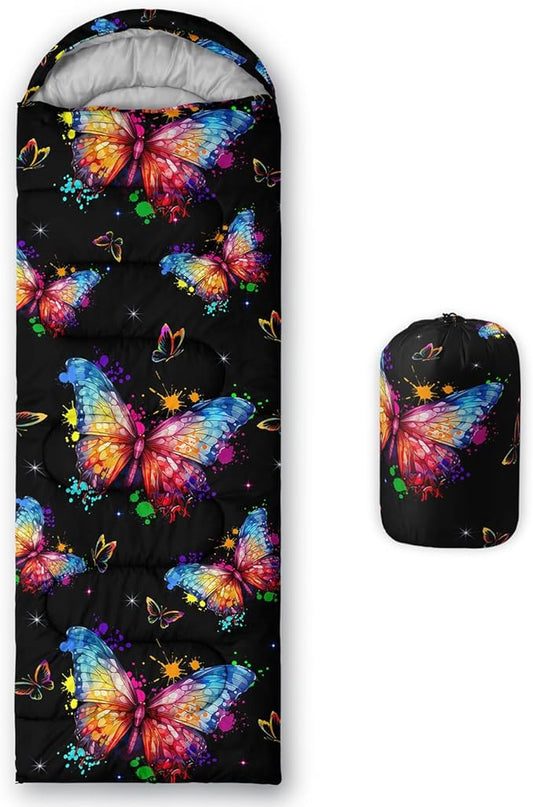 HOSIMA Dear Hunting Pattern Cold Weather Sleeping Bags for Adults,Black Light Weight Sleeping Bags for Kids Adults,WaterProof Sleeping Bags for Outdoors Hiking.