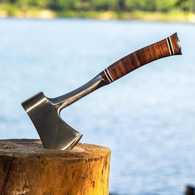 Estwing Sportsman's Axe - 14" Camping Hatchet with Forged Steel Construction & Genuine Leather Grip - E24A