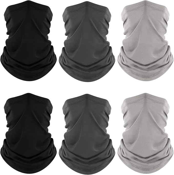 Fuinloth Neck Gaiter, 6 Pack Cooling UV Protection Bandana Buff Face Mask Gator Scarf for Men Women