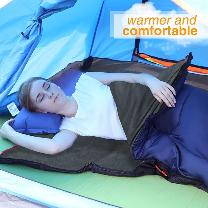 REDCAMP Cotton Flannel Sleeping Bag for Camping Backpacking, Adults Cold Weather Envelope Sleeping Bags with 2/3/4/6lbs Filling
