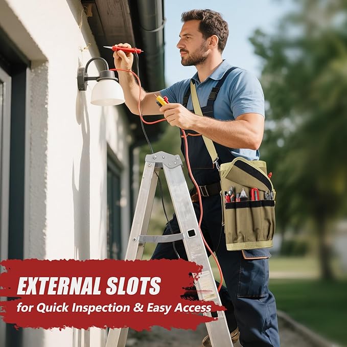 Tool Bag Roll Up, UUP Heavy Duty Rolled Empty Tool Storage Organization, Portable Foldable Rollup Organizer with 2 Small Pouches, Rollable Carrying Toolbag, Dad Men Mechanic Birthday Gifts, Khaki