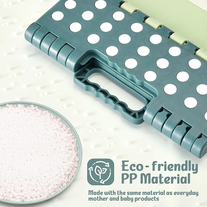 ACSTEP 9 Inch Folding Step Stool 300 LB Capacity Plastic Foldable Step Stools for Kids and Adults, Folding Stool Suitable for Kitchen, Stepping Stool with Handle Bicolor Green Small Step Stool 1PC