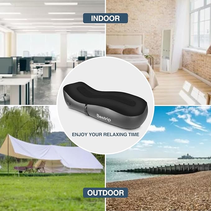 Bestrip Auto Inflatable Couch Lounger, Air Mattress Sofa Bed with Rechargeable Air Pump