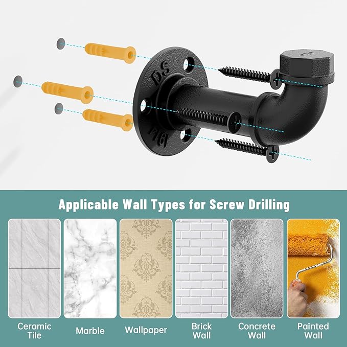 NiHome 2PCS Plant Hanging Brackets for Indoor & Outdoor Gardens, Patios, Decks, Fences, Walls, Rust-Proof Hooks for Baskets, Lanterns, Wind Chimes, Bird Feeders, Home Decoration, Backyard Landscaping