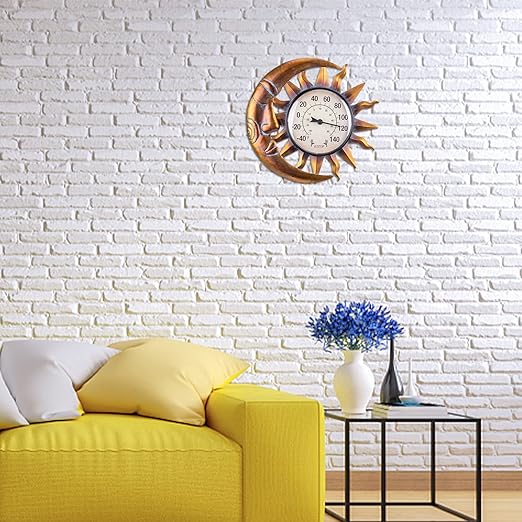 MUMTOP Outdoor Thermometers for Patio - Wall Thermometer, Indoor Outdoor Thermometer with Garden Stake for Home and Garden Decor (Sun and Moon)