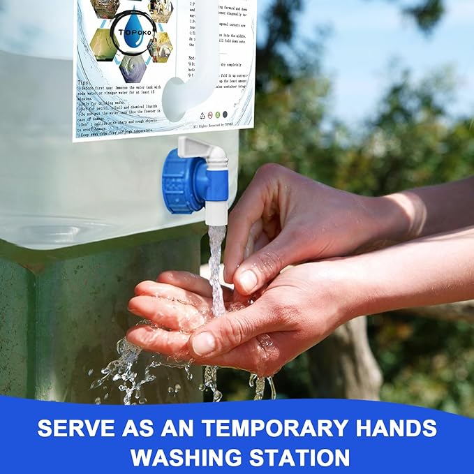 TOPOKO Camping Water Storage Containers - BPA Free Water Container for Outdoors Hiking Collapsible Water Jug with Spigot Emergency Water Storage for Survival Kits 2.6/5.3 Gallon