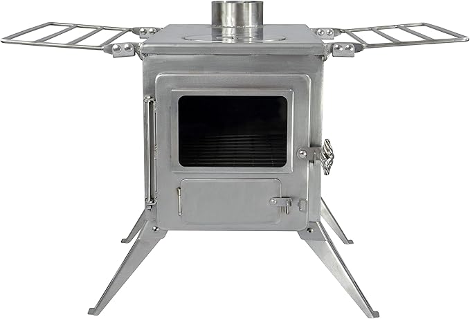 Winnerwell Nomad Large Tent Stove | Portable Wood Burning Stove for Tents, Shelters, and Camping | 1500 Cubic Inch Firebox | Precision Stainless Steel Construction | Includes Chimney Pipe