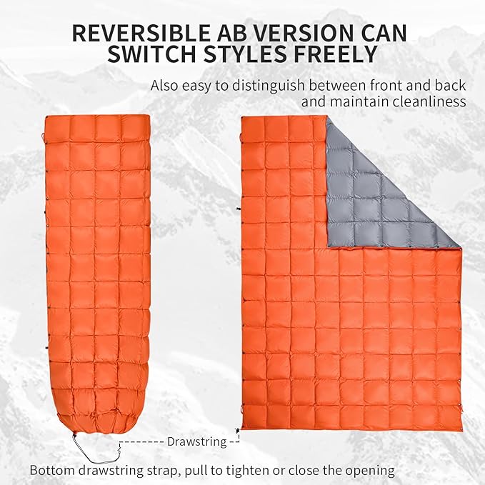 Down Camping Blanket, Muti-Use Outdoor Travel Blanket, Puffy Sleeping Bag Blanket, Waterproof Packable Backpacking Quilt for Camping, Travel, Airplane, Hiking, Picnic, 55''x79''