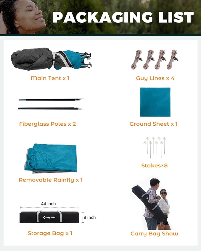 KingCamp Camping Shower Tent, Instant Portable Privacy Shelter, 1/2 Room Large Outdoor Toilet Tent with Floor, Water-Resistant, Windproof & Easy Setup for Beach, Camping & Hiking