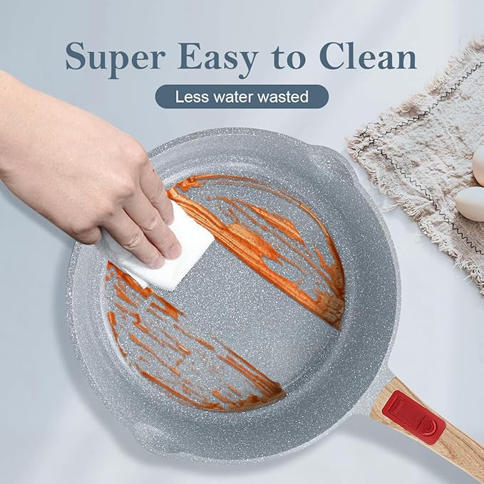 Nonstick Ceramic Deep Frying Pan,10 Inch Healthy Frying Pan Skillet with Removable Handle, Oven Safe, PFAS PFOA & PTFE Free(Blue)