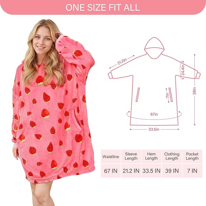 LetsFunny Blanket Hoodie,Oversized Wearable Sherpa Fleece Blanket Sweatshirt,Super Soft Warm Cozy with Giant Pocket,for Women Men Adults Teenagers Kids, One Size Fits All