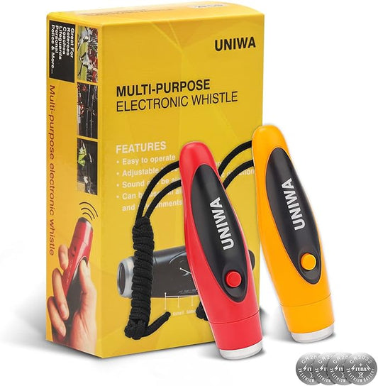 UNIWA Electronic Whistles, 2 Pack Handheld 3 Tone High Volume Electric Whistle with Lanyard for Teacher Coach Referee, Loudest Emergency Whistle Volleyball Soccer Sports Whistle