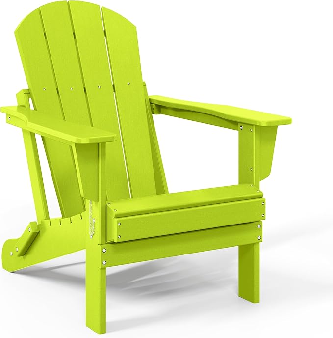 WestinTrends Malibu 2 Piece Set Outdoor Folding Poly Adirondack Chair, Lime
