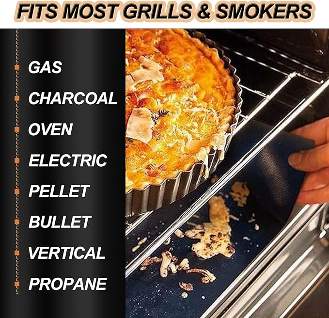 UBeesize 3 Pack Grill Mats for Outdoor Grill, Heavy Duty Grill Mats, Non Stick BBQ Grill Mats & Baking Mats, Resuable and Easy to Clean, Works on Gas Charcoal and Electric BBQ-15.75 x 13 Inch