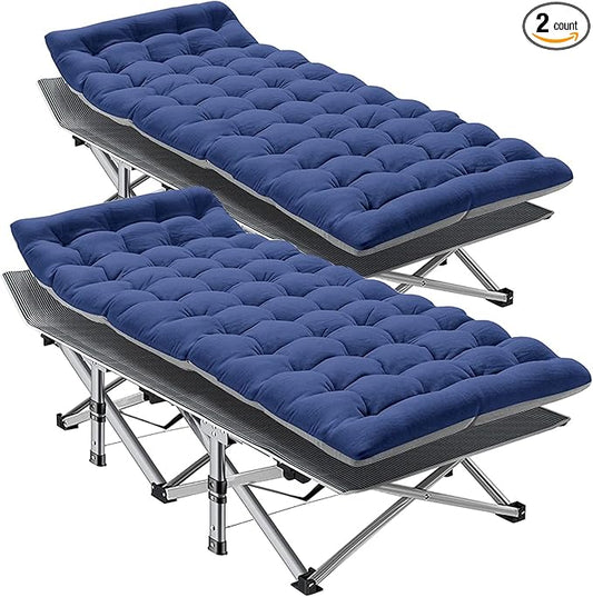LILYPELLE Folding Camping Cot, Extra Wide Heavy Duty Sleeping Cots with Carry Bag, Double Layer Oxford Portable Travel Camp Cots for Home, Office Nap and Outdoor Beach