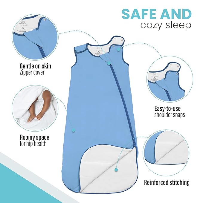 Rayon Made from Bamboo Sleep Sack 1.0 TOG 6-18 Months Unisex Baby Sleeping Bag with 2-Way Zipper Breathable Wearable Blanket Baby