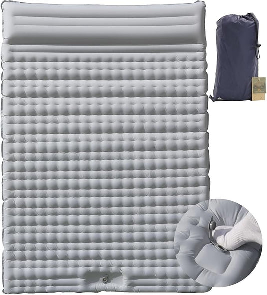 HI FINE CARE Double Camping Pad for 2 Person – Inflatable Sleeping Pad for Tent Camping & Backpacking – Lightweight, Waterproof & Quick Inflation – 4” Thick for Camping, Travel & Guests