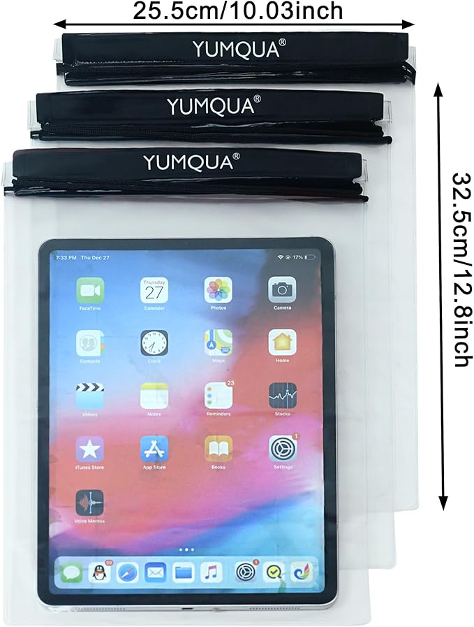 Waterproof Bags Large Size 3 Pack, Clear Watertight Pouch Holder for Document Map Camera Mobile Phone Car Key, fits Kayaking Boating Hiking Water Sports