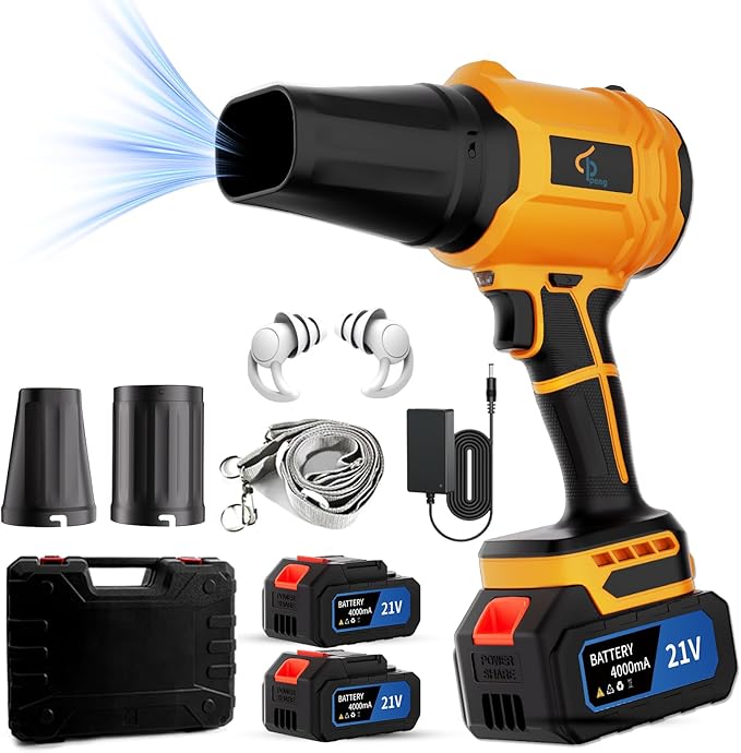 Leaf Blower Cordless with Brushless Motor, LED Light, Shoulder Strap – 2×21V Battery, 600,000RPM Turbo Electric Handheld Blower for Lawn Care – Lightweight Portable Vacuum Combo Tool