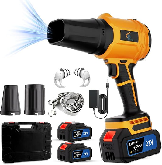 Leaf Blower Cordless with Brushless Motor, LED Light, Shoulder Strap – 2×21V Battery, 600,000RPM Turbo Electric Handheld Blower for Lawn Care – Lightweight Portable Vacuum Combo Tool