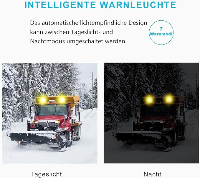 Agrieyes Class I Big LED Beacon Light 6.6", 80W Automatic Light-sensitive Warning Caution Lights,Rooftop Permanet Mount Flashing Strobe Lights for Construction Vehicles Trucks Car