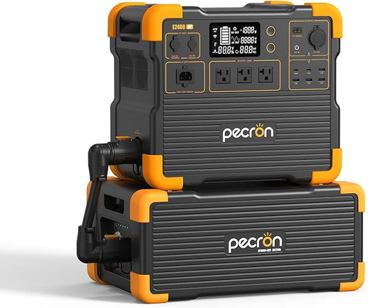 PECRON Portable Power Station E2400LFP with 3072Wh Extra Battery Expandable to 5120Wh, 2400W LiFePO4 Battery Backupfor Emergencies, Camping, RV, Home Use