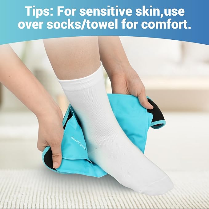Comfytemp Ankle Ice Pack Wrap Brace for Swelling, Foot Pain Relief, 2 Gel Packs for Injuries Reusable, Hot Cold Compress for Plantar Fasciitis, Heel Spur, Achilles Tendonitis, Men Women Surgery Gift