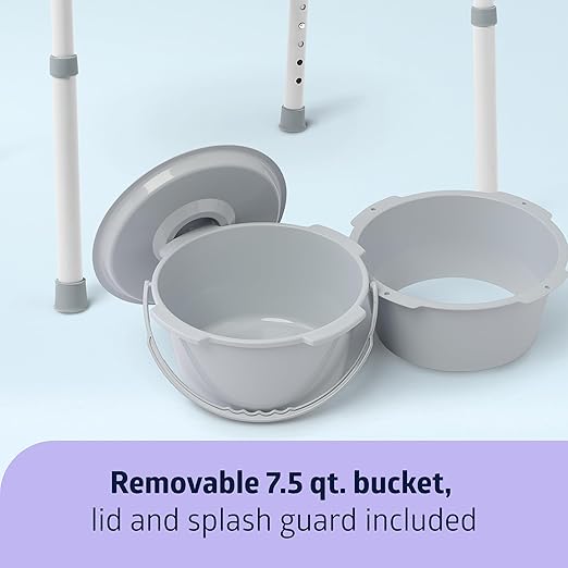 Medline Dark Gray 3-in-1 Folding Commode with Elongated Seat, Microban Treated - Portable, Adjustable, Durable - Ideal for Medical Patients