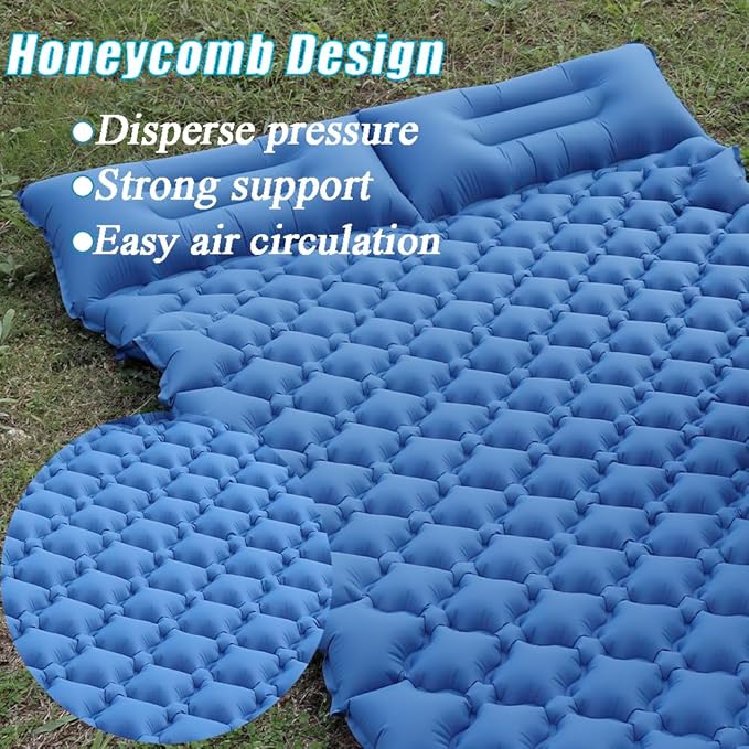 Single Camping Pad - Ultralight Inflatable Sleeping Pad, 4 Inch Thick, Waterproof & Durable, Portable for Backpacking, Hiking & Tent Camping